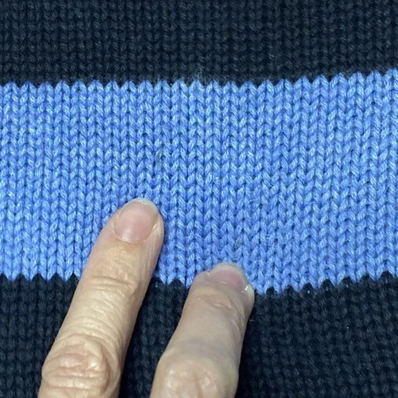 Chaps Ralph Lauren 1/4 Zip Sweater Mens Blue Stripe Mock Neck Blokecore Rugby - Picture 7 of 7